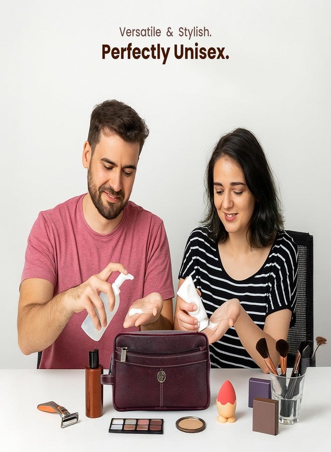 Hammonds Flycatcher Genuine Leather Toiletry Bag for Men and Women Cosmetic Organizer Bag, Travel Organizer Pouch, Toiletry Pouch for Men with Multiple Pockets, Shaving Kit Bag for Men - Brown - Image 5